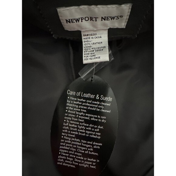 NWT NEWPORT NEWS Leather Jacket Dark Gray Blazer 2 Button Close Lined Size 18W - Picture 7 of 7